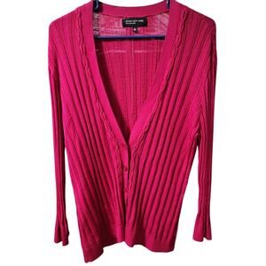 Jones New York Collection Magenta Knit Button Up Cardigan - XL